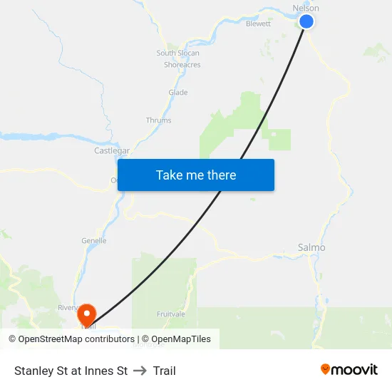 Stanley St at Innes St to Trail map