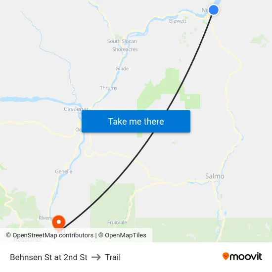 Behnsen St at 2nd St to Trail map