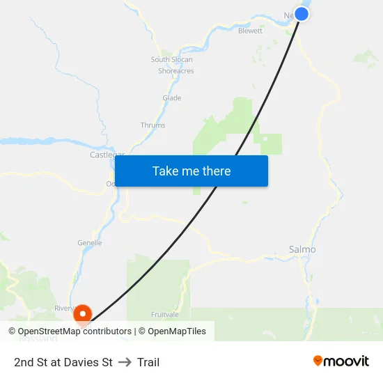 2nd St at Davies St to Trail map