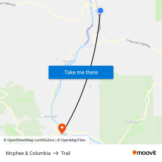 Mcphee & Columbia to Trail map