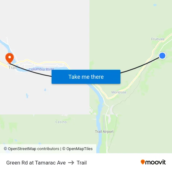 Green Rd at Tamarac Ave to Trail map