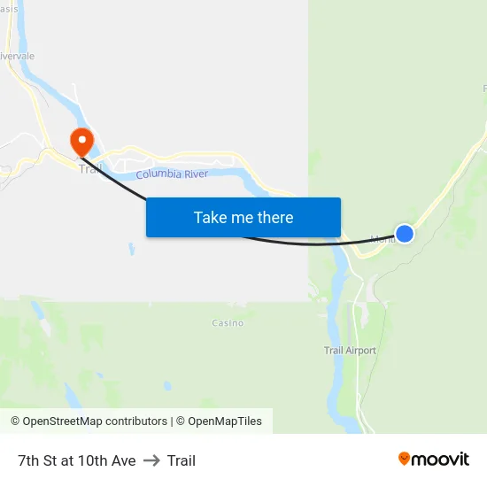 7th St at 10th Ave to Trail map