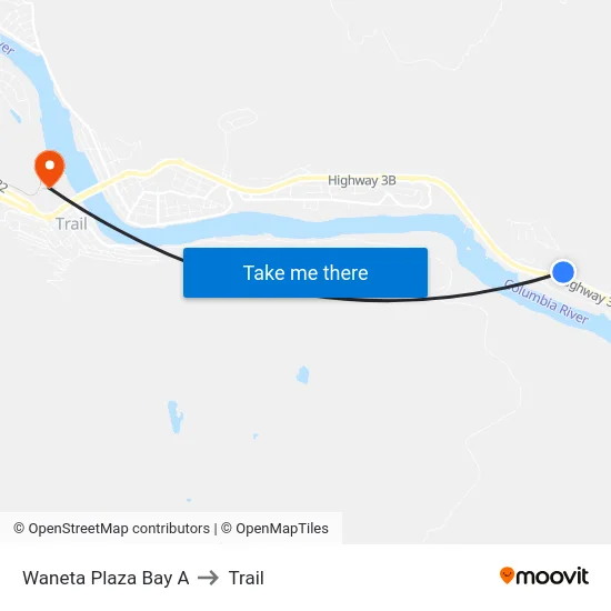 Waneta Plaza Bay A to Trail map