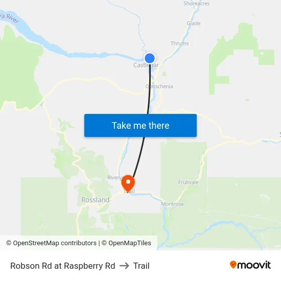 Robson Rd at Raspberry Rd to Trail map