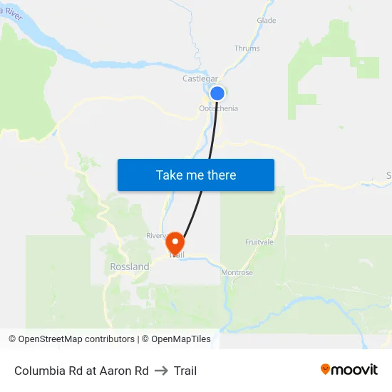 Columbia Rd at Aaron Rd to Trail map