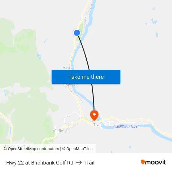 Hwy 22 at Birchbank Golf Rd to Trail map