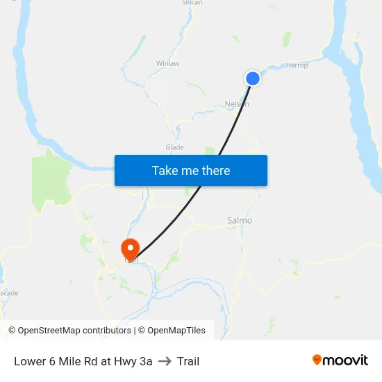 Lower 6 Mile Rd at Hwy 3a to Trail map