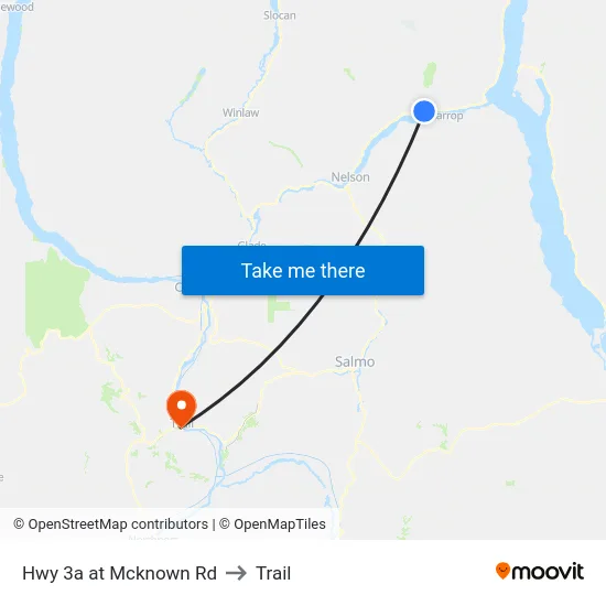 Hwy 3a at Mcknown Rd to Trail map