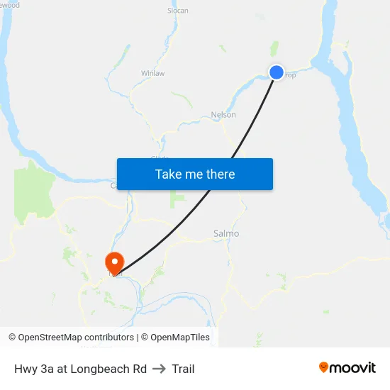 Hwy 3a at Longbeach Rd to Trail map