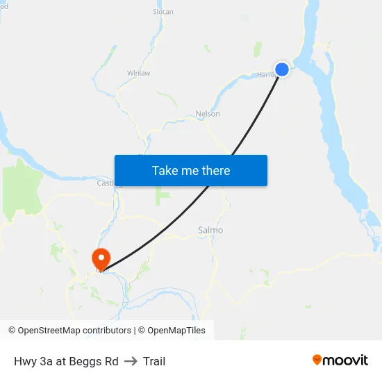 Hwy 3a at Beggs Rd to Trail map