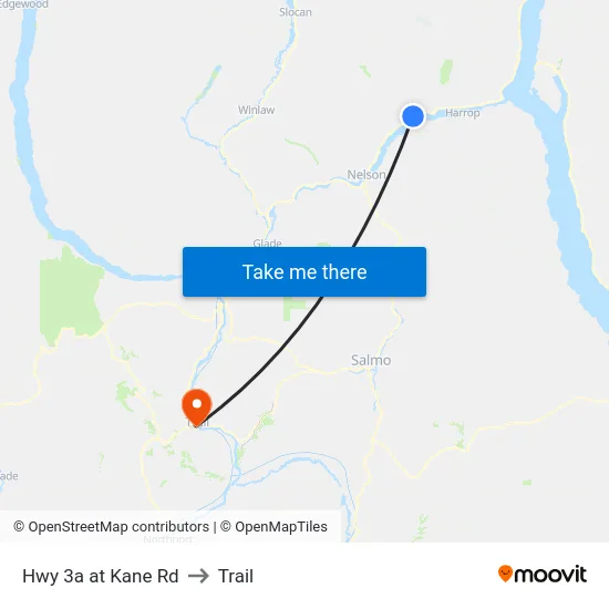 Hwy 3a at Kane Rd to Trail map