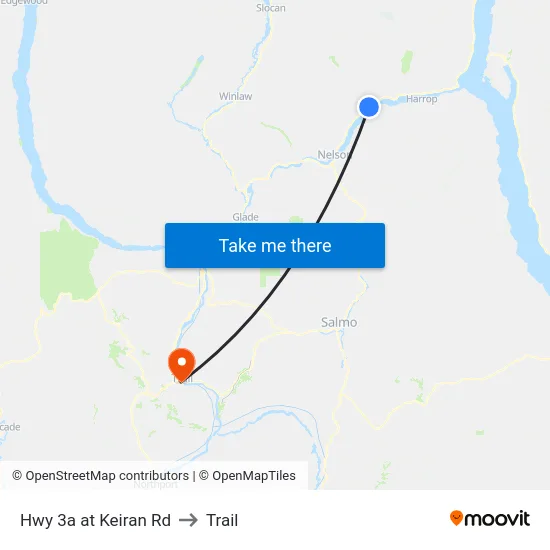 Hwy 3a at Keiran Rd to Trail map