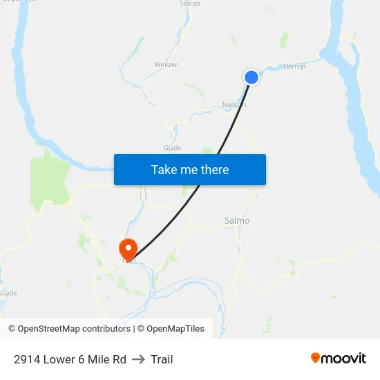 2914 Lower 6 Mile Rd to Trail map