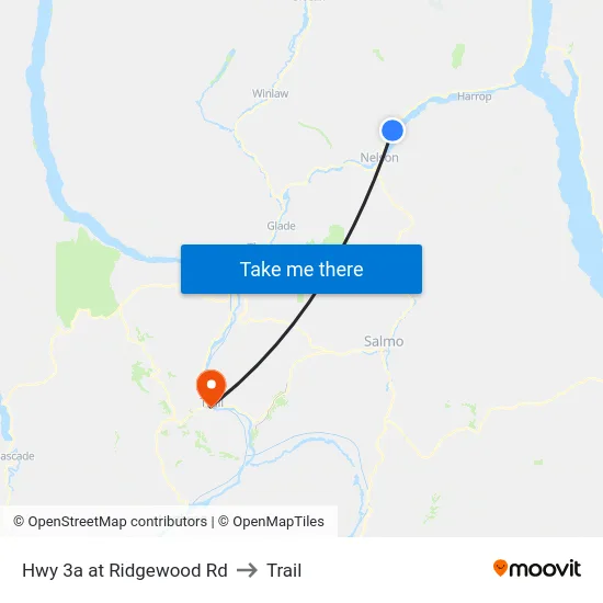 Hwy 3a at Ridgewood Rd to Trail map