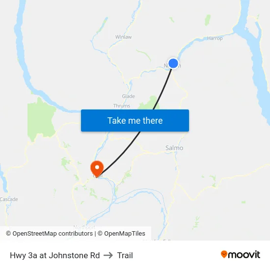 Hwy 3a at Johnstone Rd to Trail map