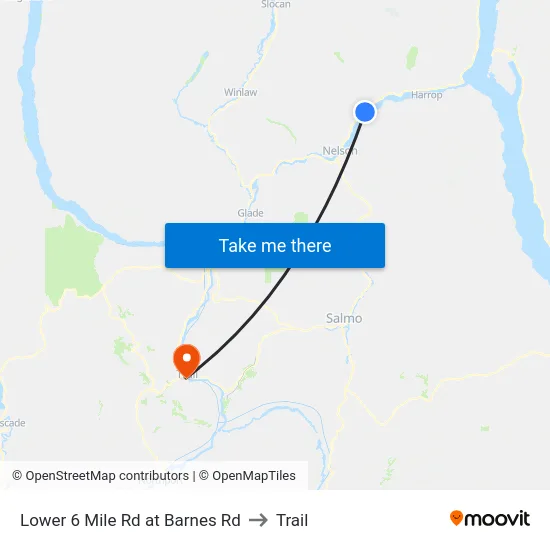 Lower 6 Mile Rd at Barnes Rd to Trail map
