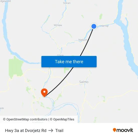 Hwy 3a at Dvorjetz Rd to Trail map