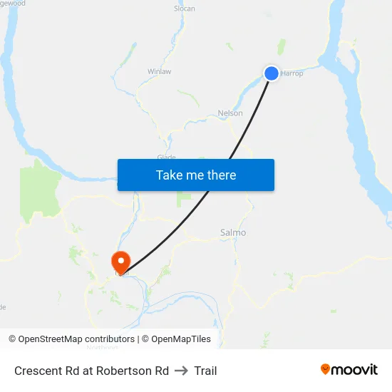 Crescent Rd at Robertson Rd to Trail map