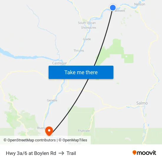 Hwy 3a/6 at Boylen Rd to Trail map