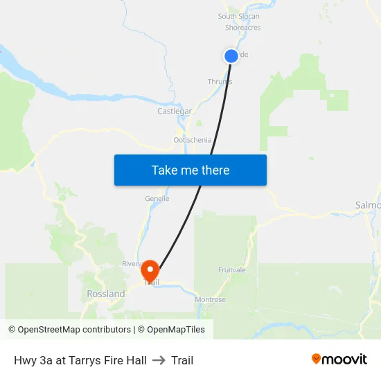 Hwy 3a at Tarrys Fire Hall to Trail map