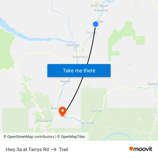 Hwy 3a at Tarrys Rd to Trail map