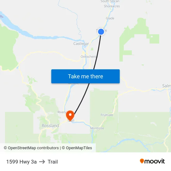 1599 Hwy 3a to Trail map