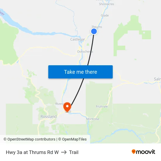 Hwy 3a at Thrums Rd W to Trail map