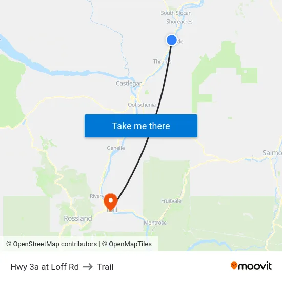 Hwy 3a at Loff Rd to Trail map