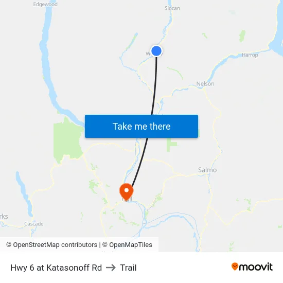 Hwy 6 at Katasonoff Rd to Trail map