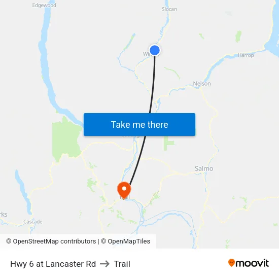 Hwy 6 at Lancaster Rd to Trail map