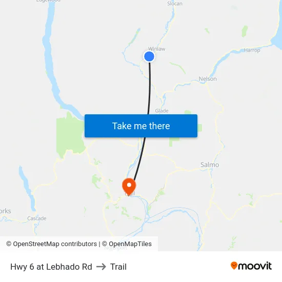Hwy 6 at Lebhado Rd to Trail map