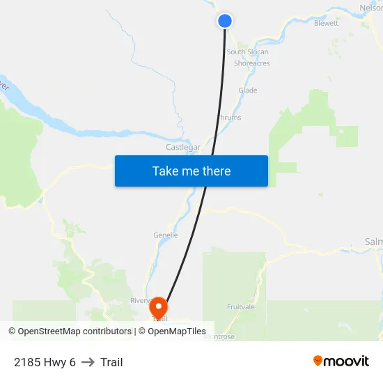 2185 Hwy 6 to Trail map