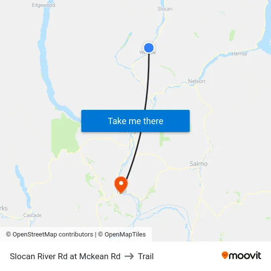 Slocan River Rd at Mckean Rd to Trail map