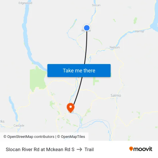 Slocan River Rd at Mckean Rd S to Trail map