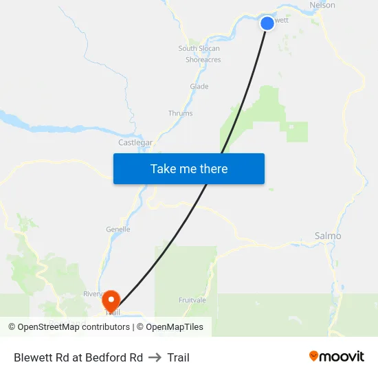 Blewett Rd at Bedford Rd to Trail map