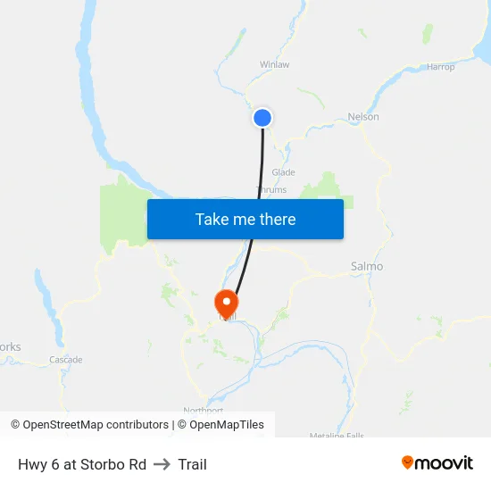 Hwy 6 at Storbo Rd to Trail map