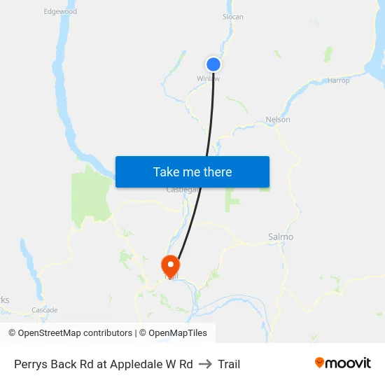 Perrys Back Rd at Appledale W Rd to Trail map