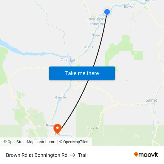 Brown Rd at Bonnington Rd to Trail map