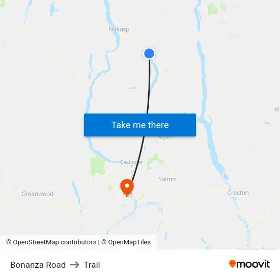 Bonanza Road to Trail map