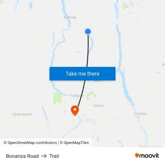 Bonanza Road to Trail map