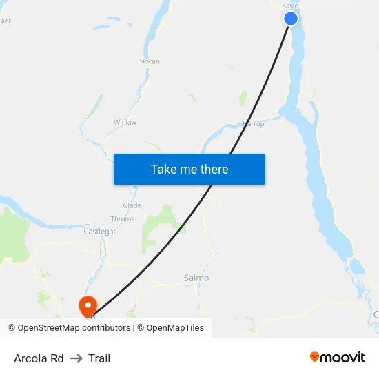 Arcola Rd to Trail map