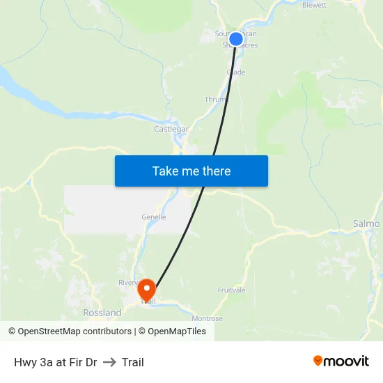 Hwy 3a at Fir Dr to Trail map