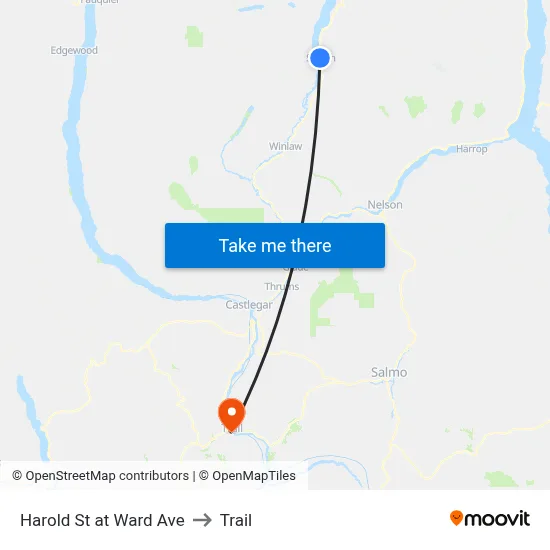 Harold St at Ward Ave to Trail map
