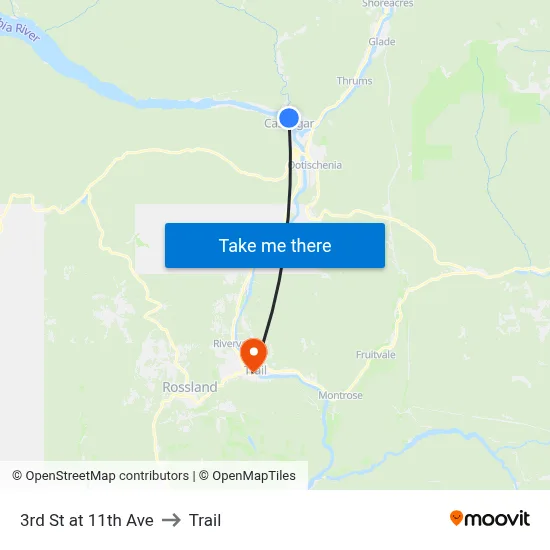 3rd St at 11th Ave to Trail map