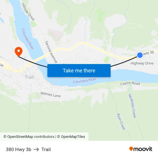 380 Hwy 3b to Trail map