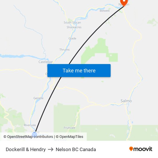 Dockerill & Hendry to Nelson BC Canada map