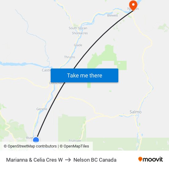 Marianna & Celia Cres W to Nelson BC Canada map