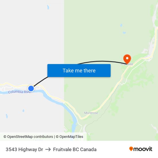 3543 Highway Dr to Fruitvale BC Canada map