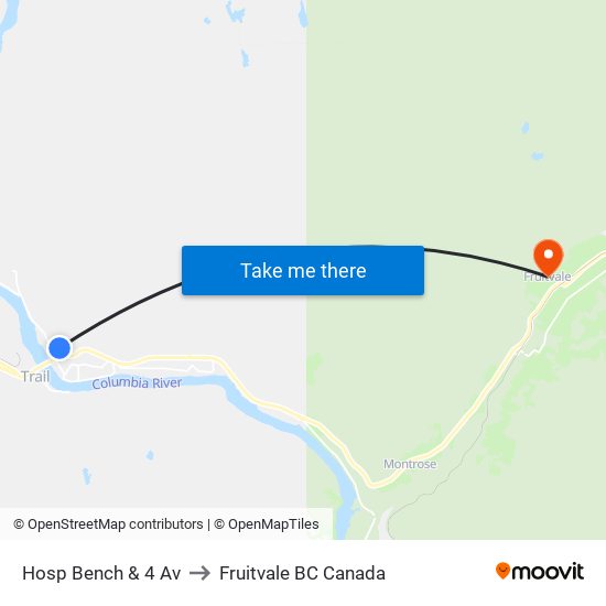 Hosp Bench & 4 Av to Fruitvale BC Canada map