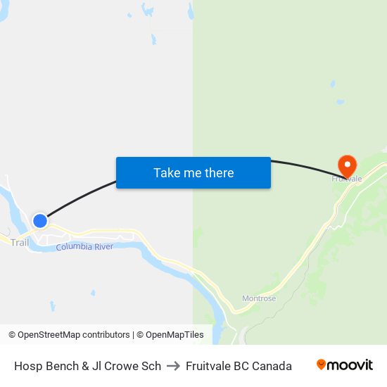 Hosp Bench & Jl Crowe Sch to Fruitvale BC Canada map